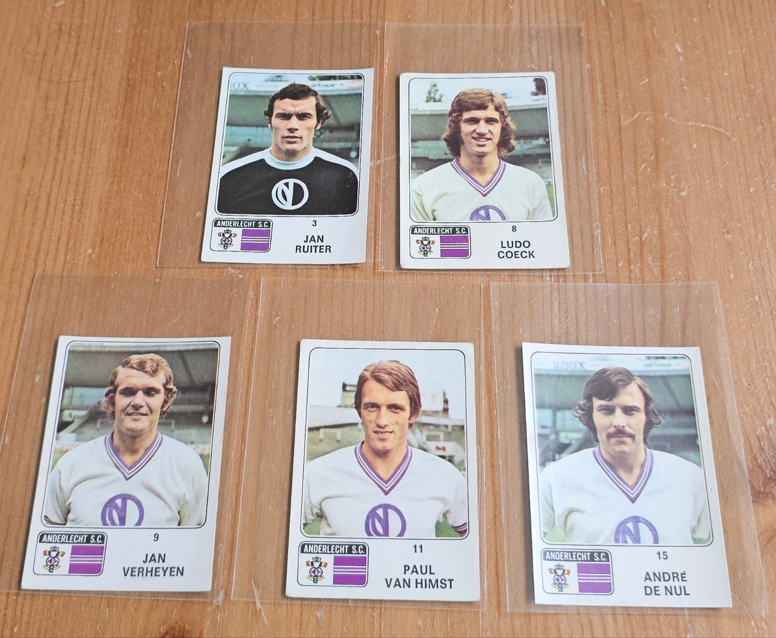 Panini Football 73-74 5 SC Anderlecht Stickers Voetbal!, Ophalen of Verzenden, Zo goed als nieuw, Meerdere stickers