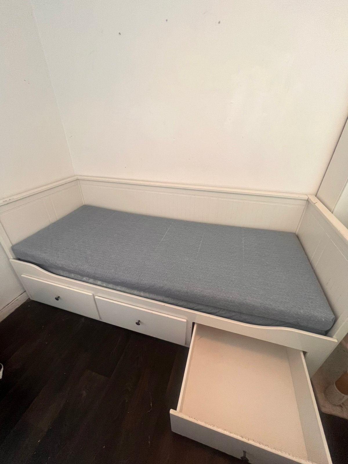 HEMNES Bedbank met 3 lades/2 matrassen,wit/Ågotnes 80x200 cm, Huis en Inrichting, Slaapkamer | Bedden, Ophalen, Wit, Tweepersoons