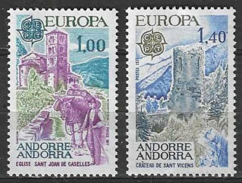Andorra-Frans 1977 - Yvert 261-262 - Europa (PF), Verzenden, Postfris