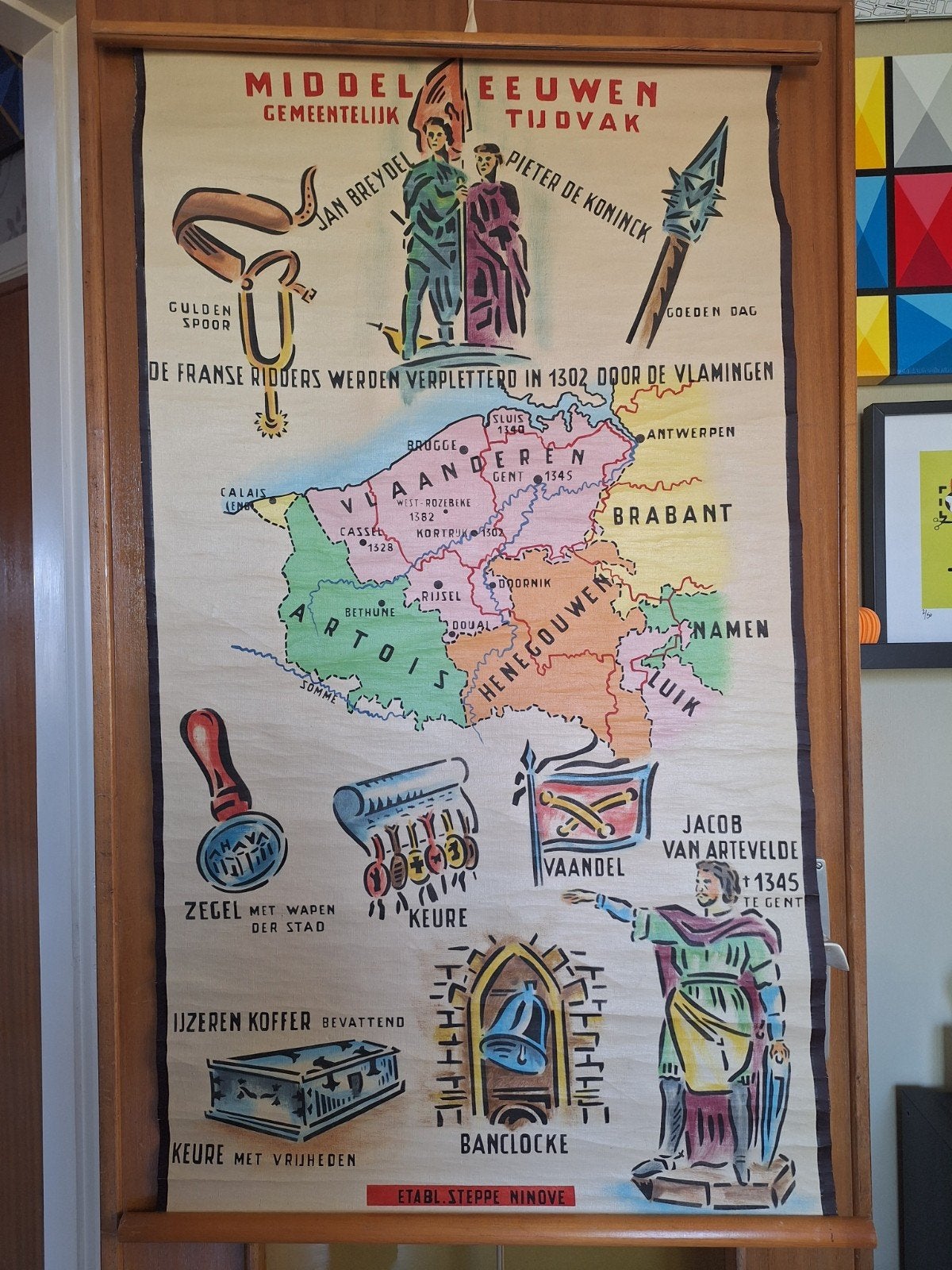 gratis: oude schoolposter, Antiek en Kunst, Ophalen