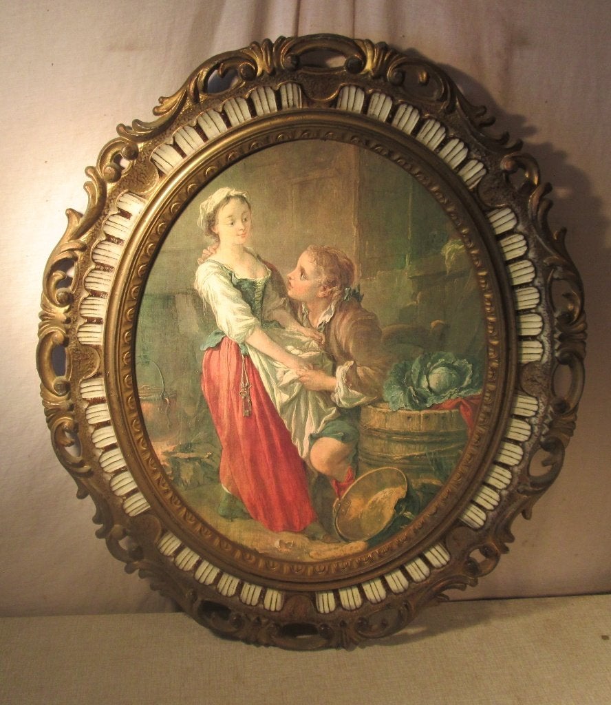 Joli cadre baroque ovale rétro - 66x56/49x39, Enlèvement ou Envoi, Comme neuf, Synthétique