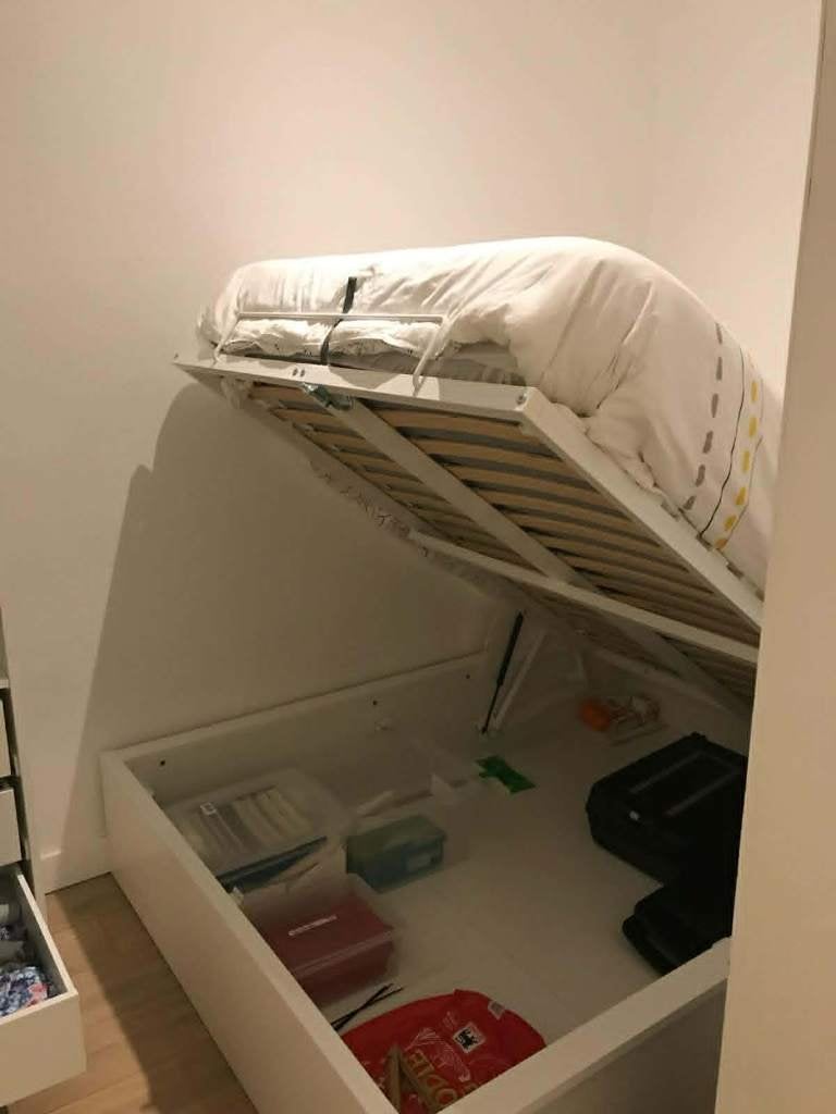 IKEA MALM bed 140x200 cm met opbergruimte + matras, Huis en Inrichting, Slaapkamer | Bedden, Ophalen, Gebruikt, Wit, Tweepersoons