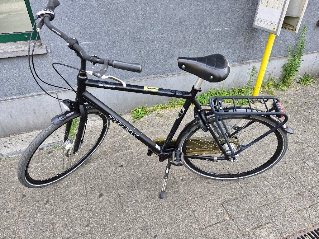 Herenfiets  trek mat zwart 7 versnellingen, Gebruikt, Versnellingen, 49 tot 53 cm, Schijfrem