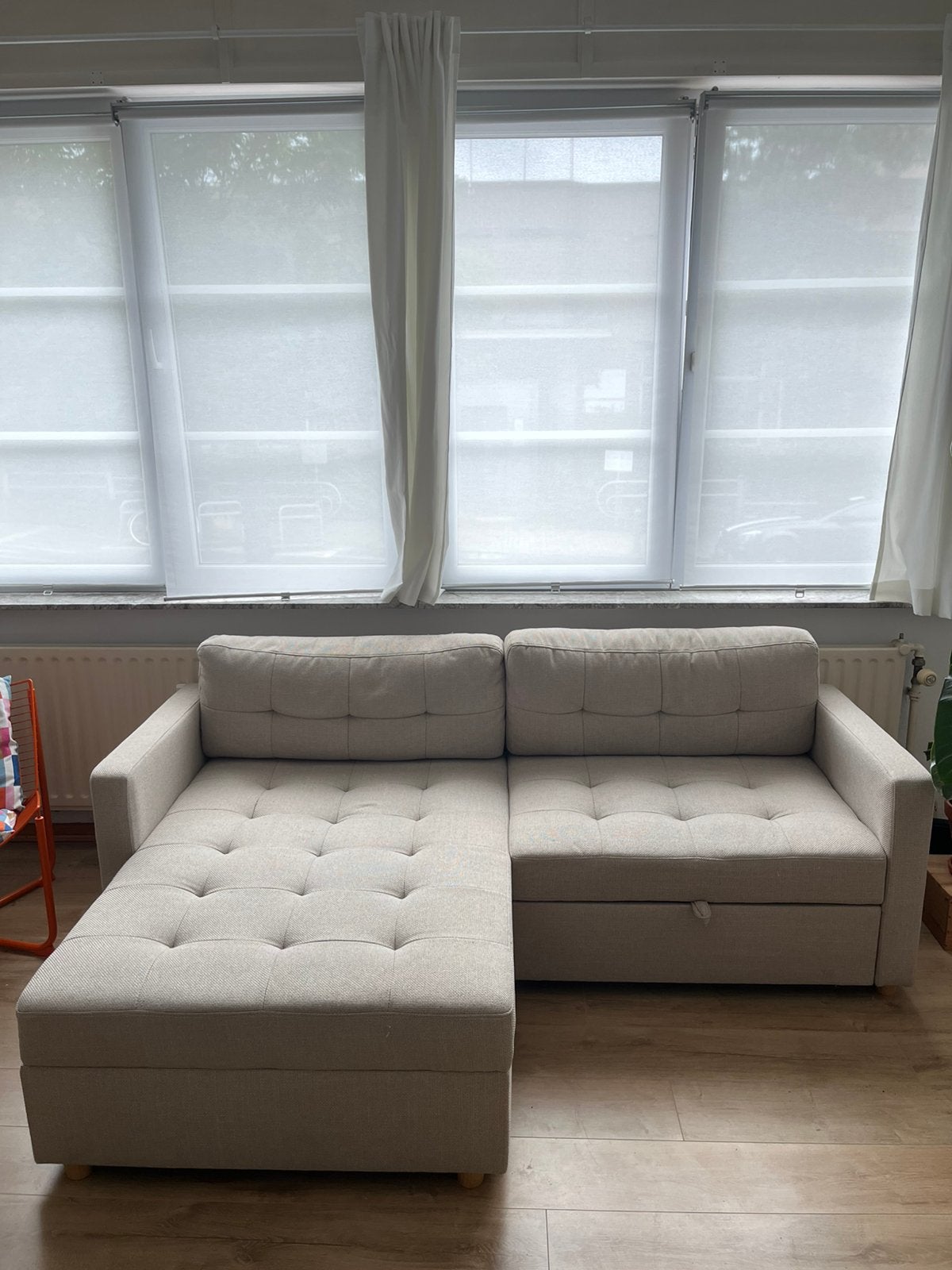Canapé d’angle convertible JYSK TEGLHUSE –  avec rangement, Ophalen, Zo goed als nieuw, Beige, 200 cm