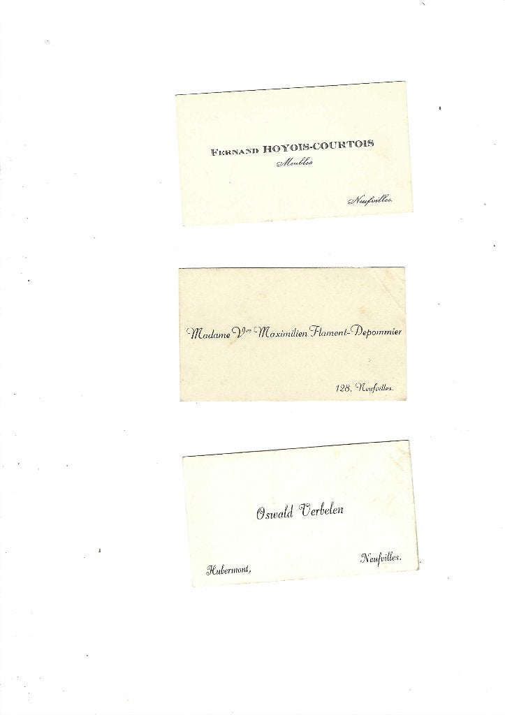 Neufvilles cartes de visite anciennes, Collections, Cartes de naissance & Cartes de visite, Envoi