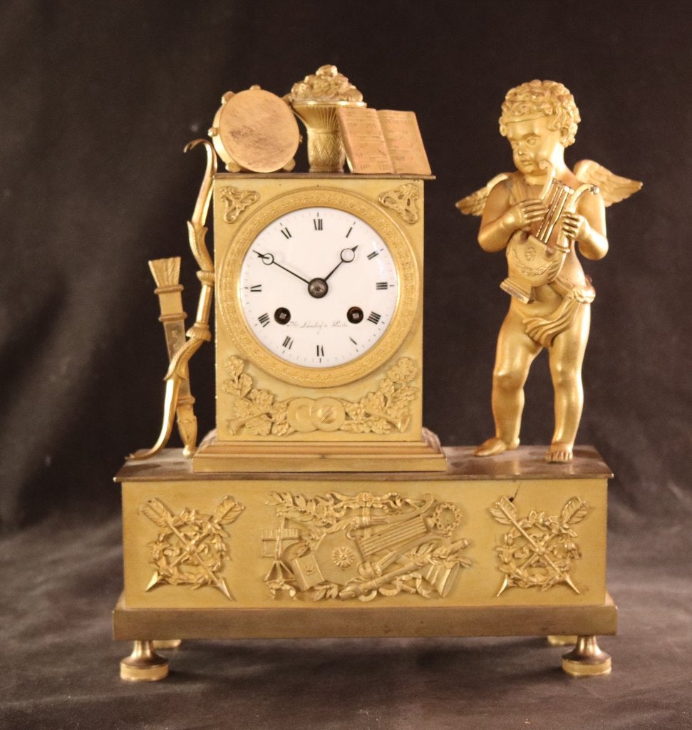 Belle mini-horloge de cheminée en bronze, Antiquités & Art, Enlèvement ou Envoi