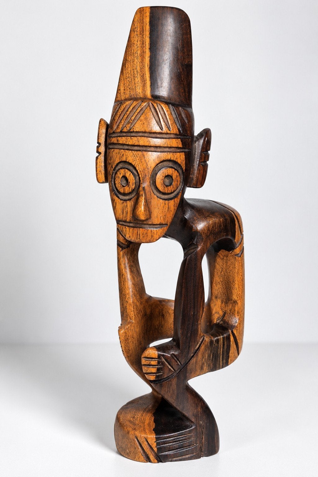 Bijzonder handgesneden houten beeld Taíno-stijl Dominica Rep, Statue, Bois, Enlèvement ou Envoi, Brun