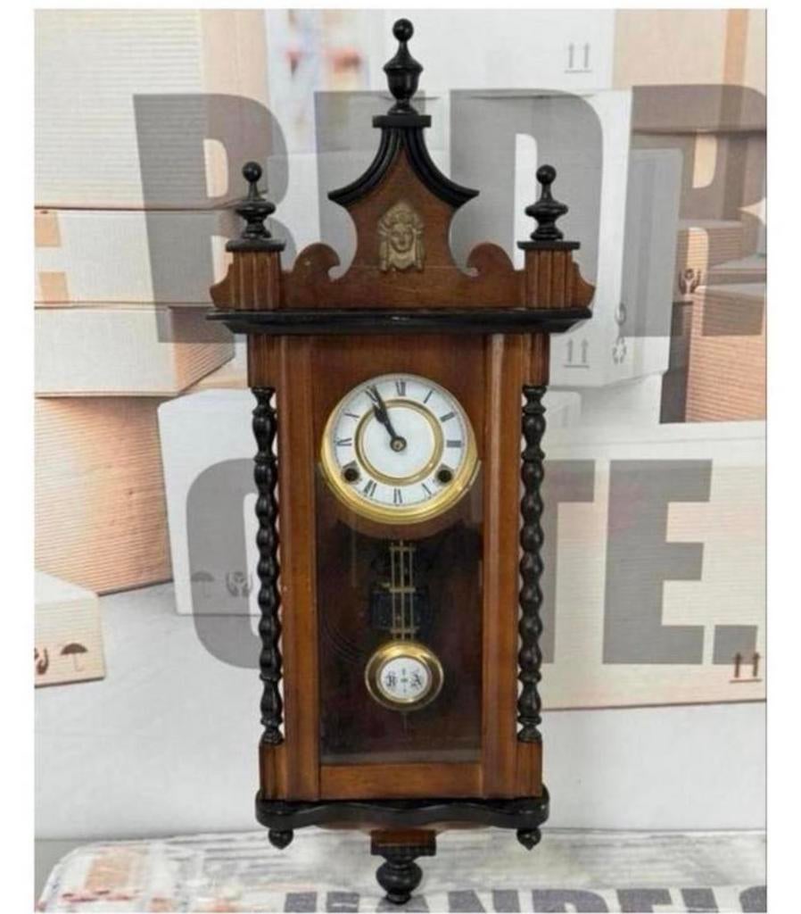 1875-1900 Antiek antieke Klok Velona Regulator hout wandklok, Antiek en Kunst, Ophalen of Verzenden