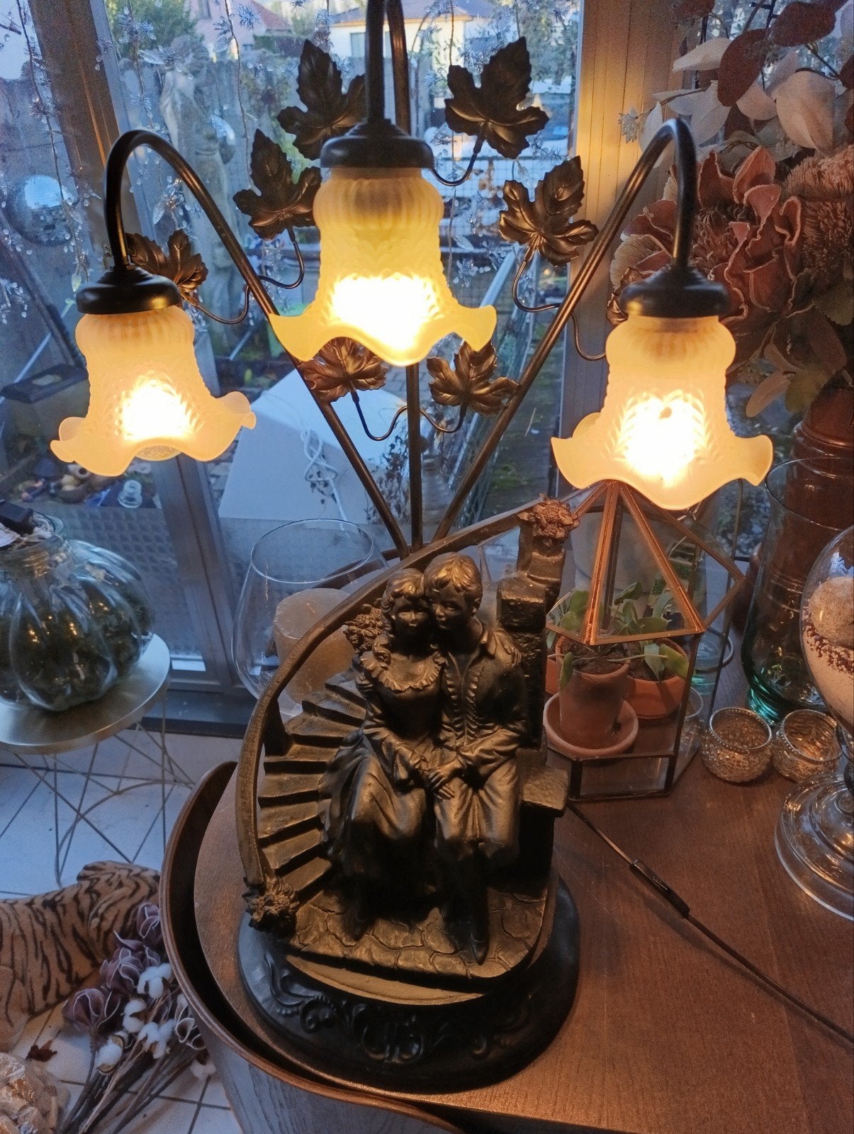 beeld met verlichting, Ophalen, Metaal, 75 cm, Art deco
