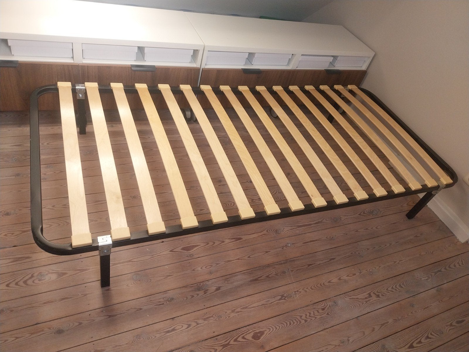 Eenvoudig eenpersoonsbed 90 x 200, Ophalen, 90 cm, Eenpersoons, Zwart