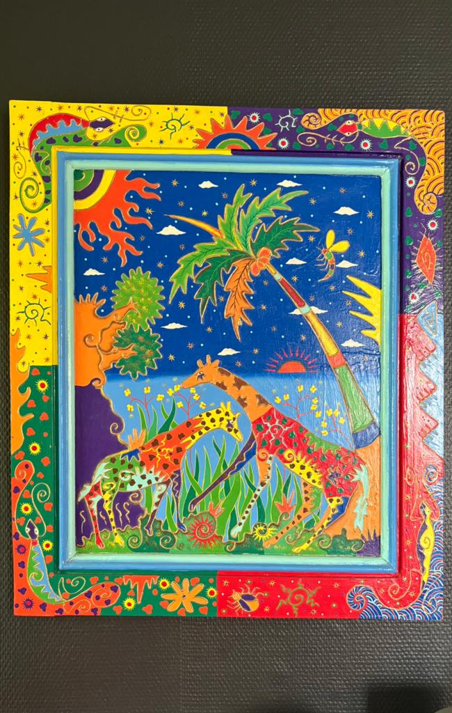 Tableau décoratif coloré style art naïf / folk tropical, Enlèvement
