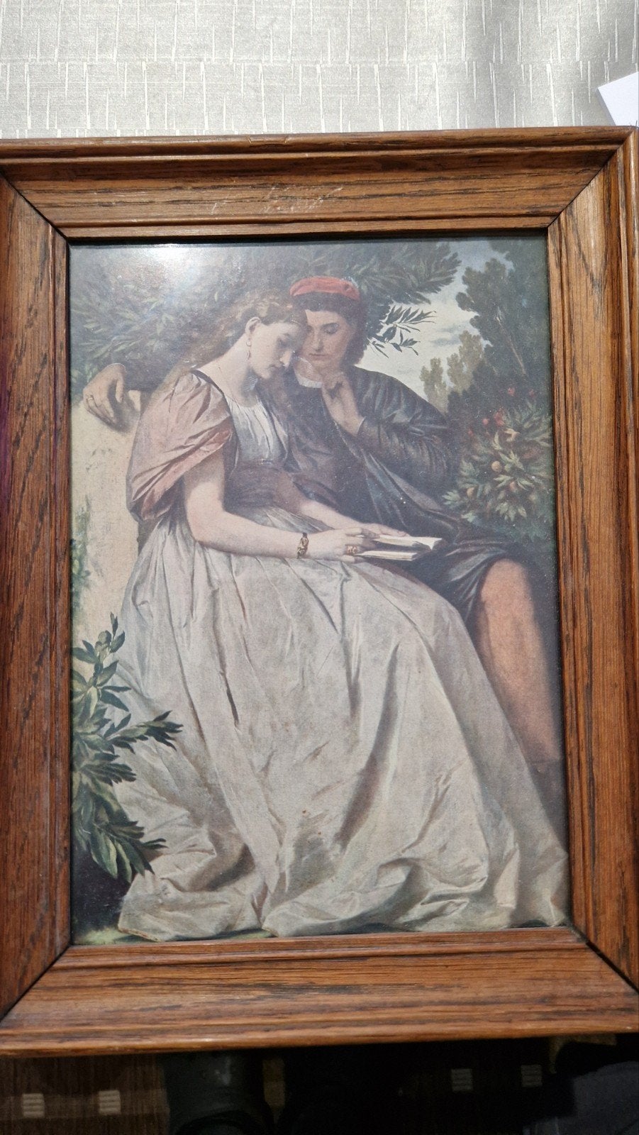 Vintage ingelijste kunstprint Paola und francesca, Antiquités & Art, Art | Peinture | Classique, Enlèvement, Vintage