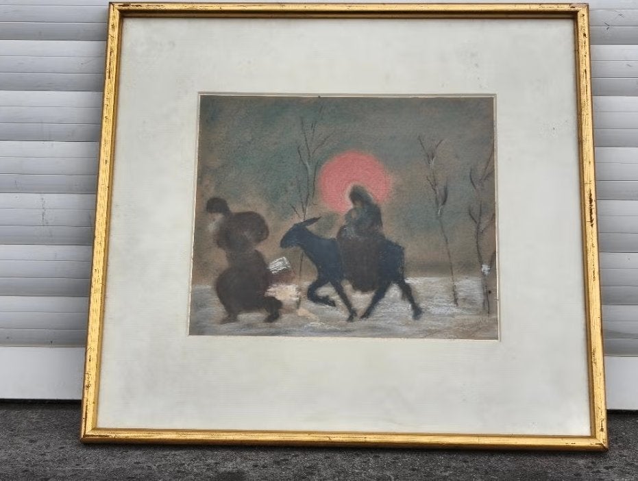 Pastel exode signe victor van molle, Enlèvement ou Envoi, Pastel