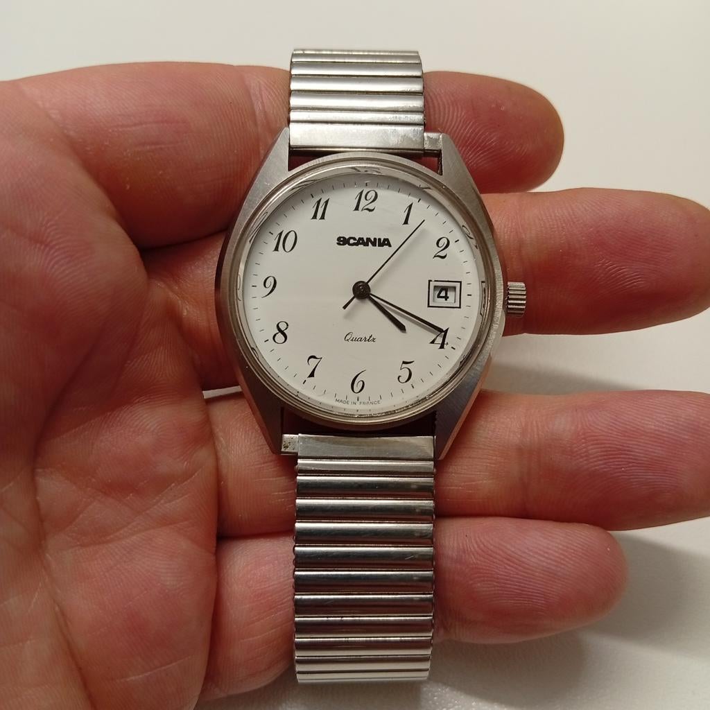 Montre Scania vintage | Quartz | Fabriquée en France, Montre-bracelet, Enlèvement ou Envoi, Acier, 1960 ou plus tard
