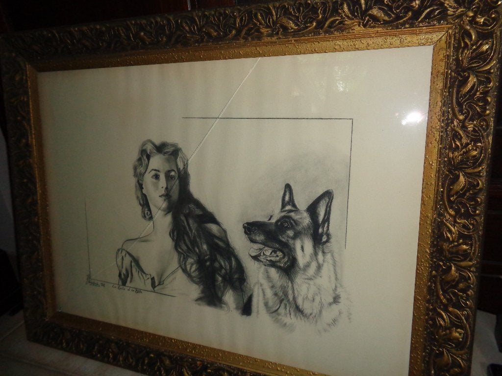 J. Vandenberghe(1930)-Prachtig werk -"De Mooie en het Beest", Antiek en Kunst, Ophalen of Verzenden, Bijzondere lijst