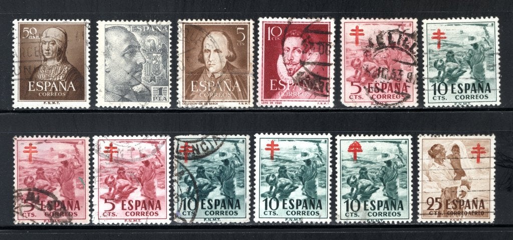 ESPAGNE Lot 1951 estampillé, Envoi, Affranchi