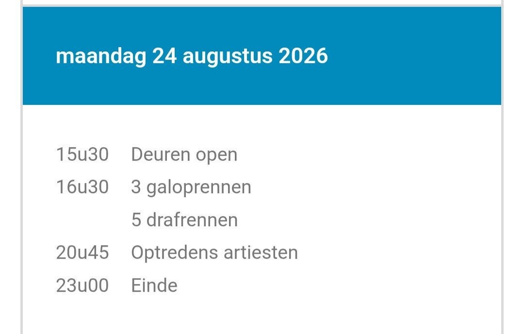 Oostende Koerse 24/08/2026 - Laatste rendag 2026, Eén persoon, Overige soorten, Overige typen