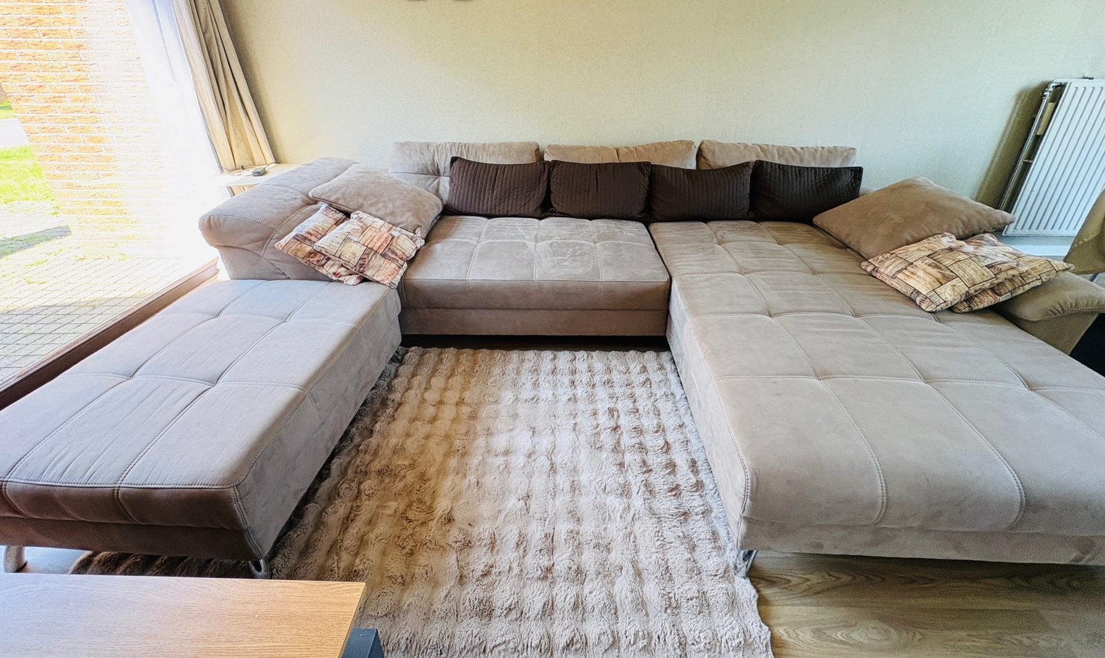 Canapé d’angle +repose pieds +coussin - Livraison possible, Enlèvement, Comme neuf