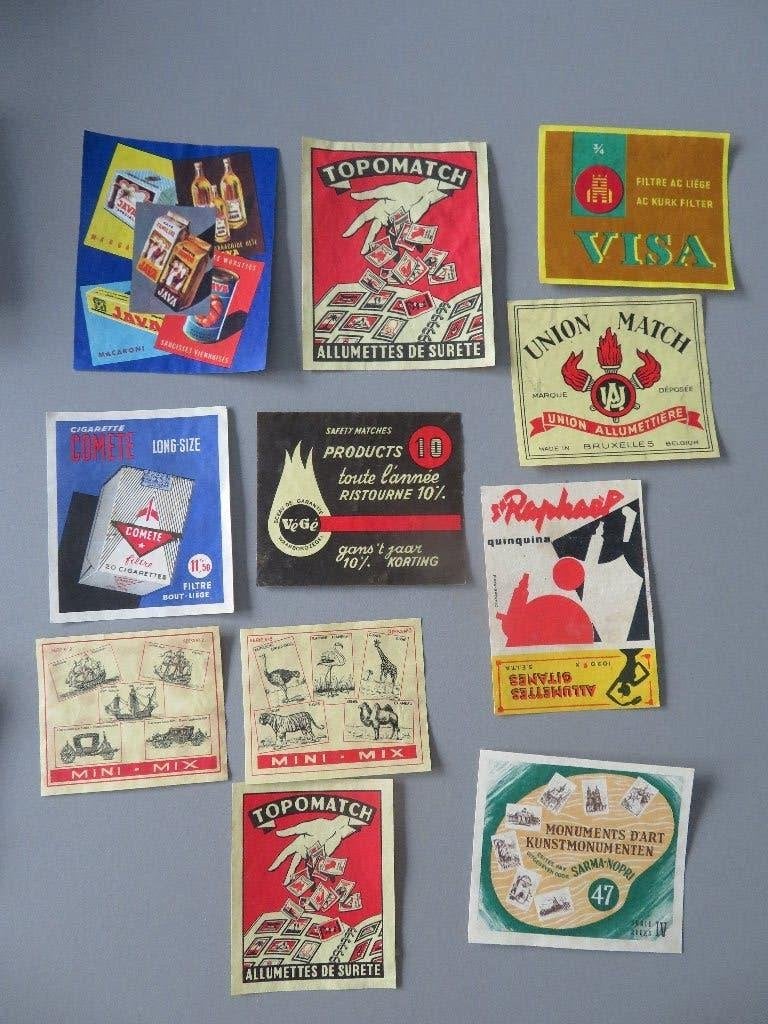lot grote en kleine lucifer etiketten labels, Enlèvement ou Envoi, Comme neuf, Boîtes ou marques d'allumettes