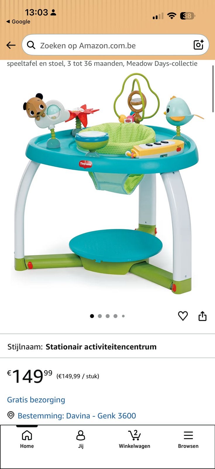 Speeltafel met zitje aangekocht voor 165€, Kinderen en Baby's, Ophalen, Zo goed als nieuw