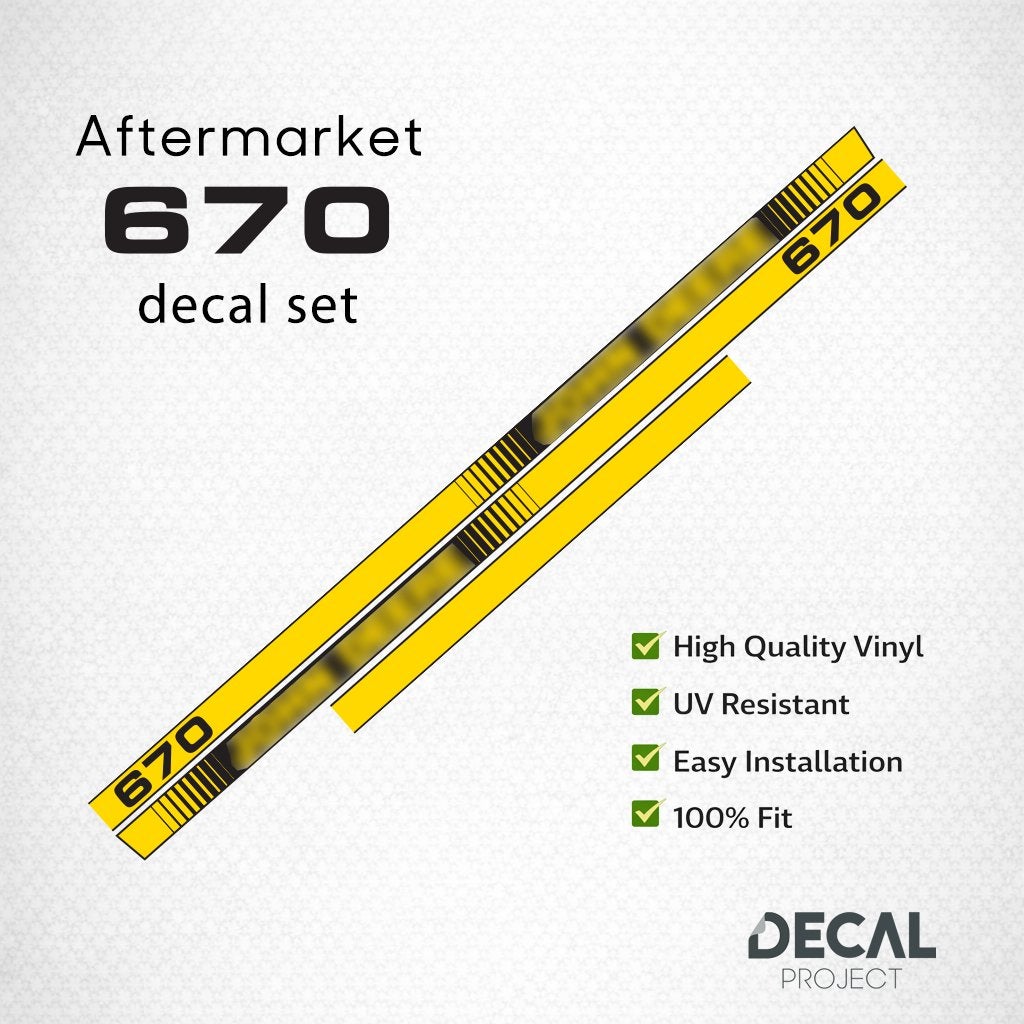 Autocollants de rechange John Deere(670, 700, 750, 850, 950), Envoi