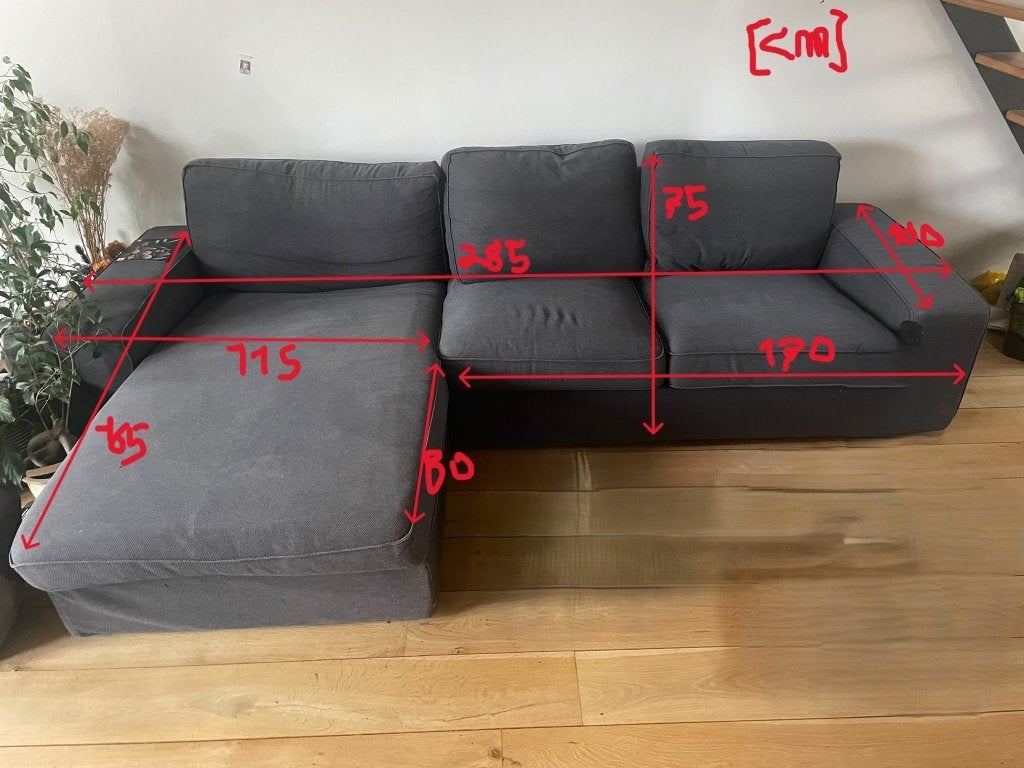 L-vormige bank, 250 tot 300 cm, Gebruikt, 100 tot 125 cm, Hoekbank