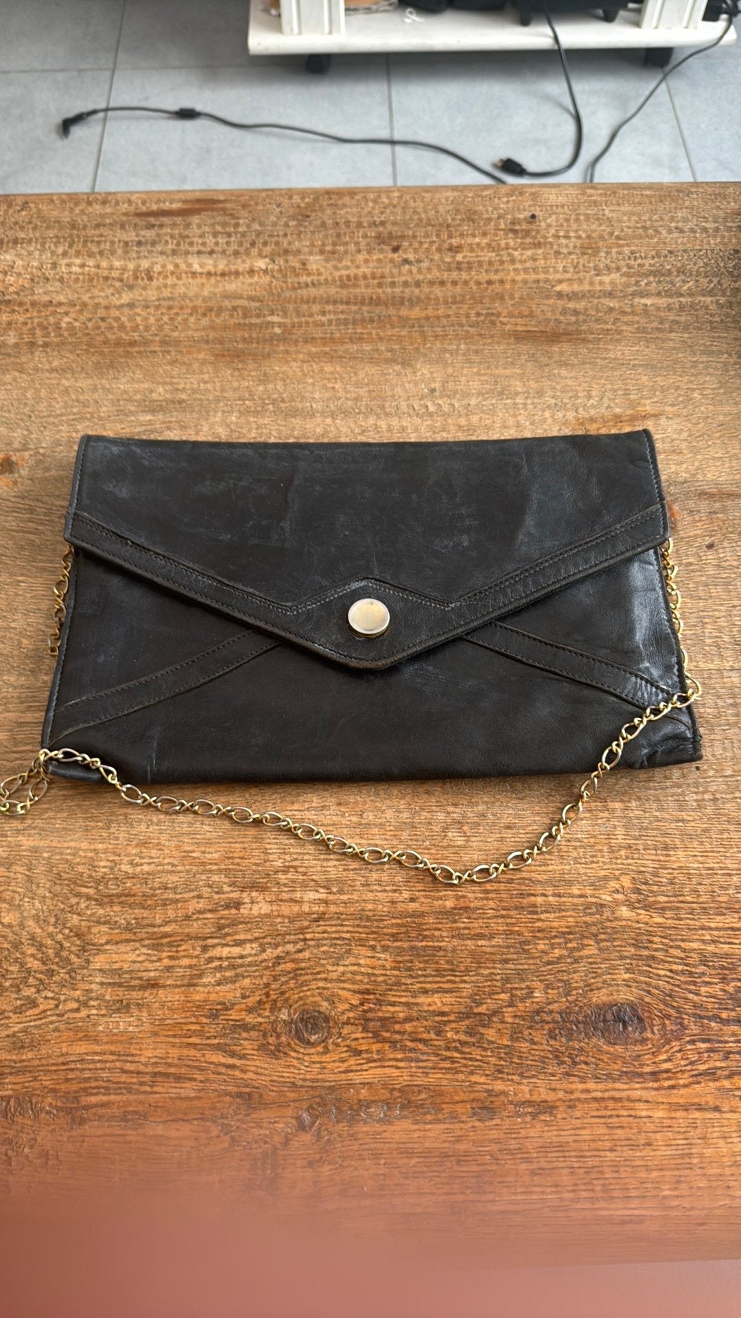 Vintage Stéphane Philippe Paris suède clutch/envelopta Zwart, Enlèvement ou Envoi, Comme neuf
