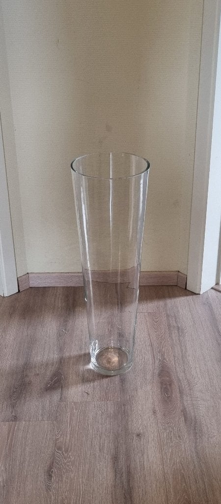 Grand vase conique en verre transparent, Transparent, Comme neuf, Verre, Enlèvement