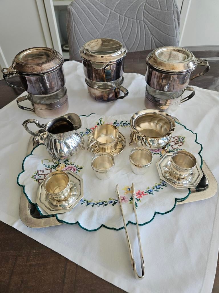 Koffie / Thee  set verzilverd, Antiek en Kunst, Antiek | Servies compleet, Ophalen