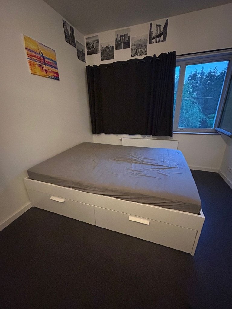 IKEA Brimnes bed – 140x200 cm + lattenbodem, Queen size, Enlèvement, Modern, 140 cm