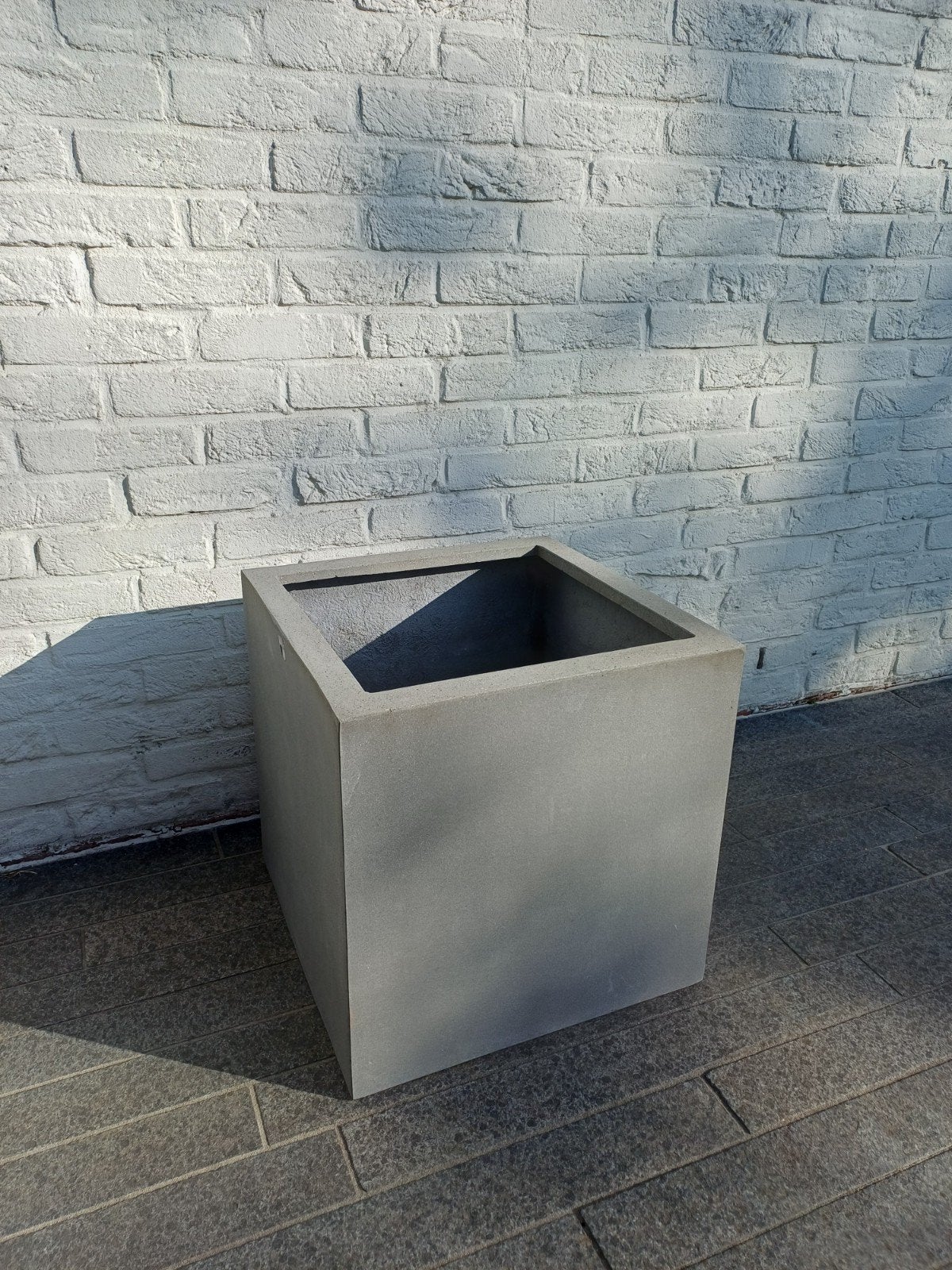 Bloembak Kunststof kubus 40x40cm grijs, Tuin en Terras, Ophalen, Kunststof, Minder dan 60 cm, Vierkant