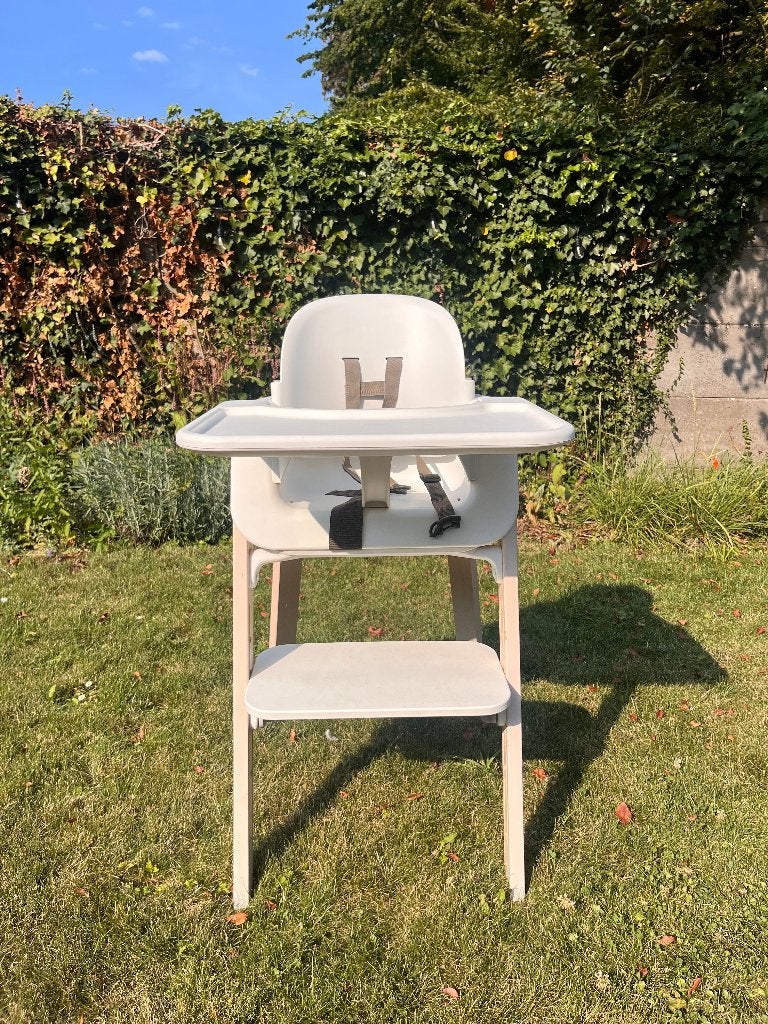 Stokke steppe complete set met babyset en tray (witte poten), Enlèvement, Utilisé, Coulissant