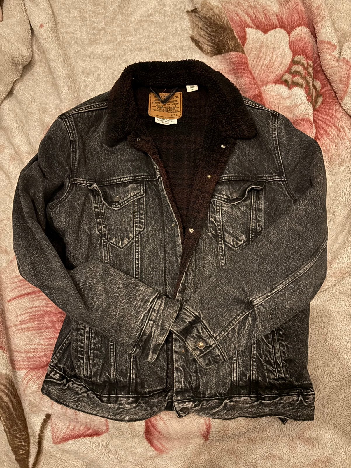 Levi's Sherpa L - Spijkerjack in zwart/grijs, Kleding | Heren, Jassen | Zomer, Verzenden, Zo goed als nieuw, Maat 52/54 (L), Zwart