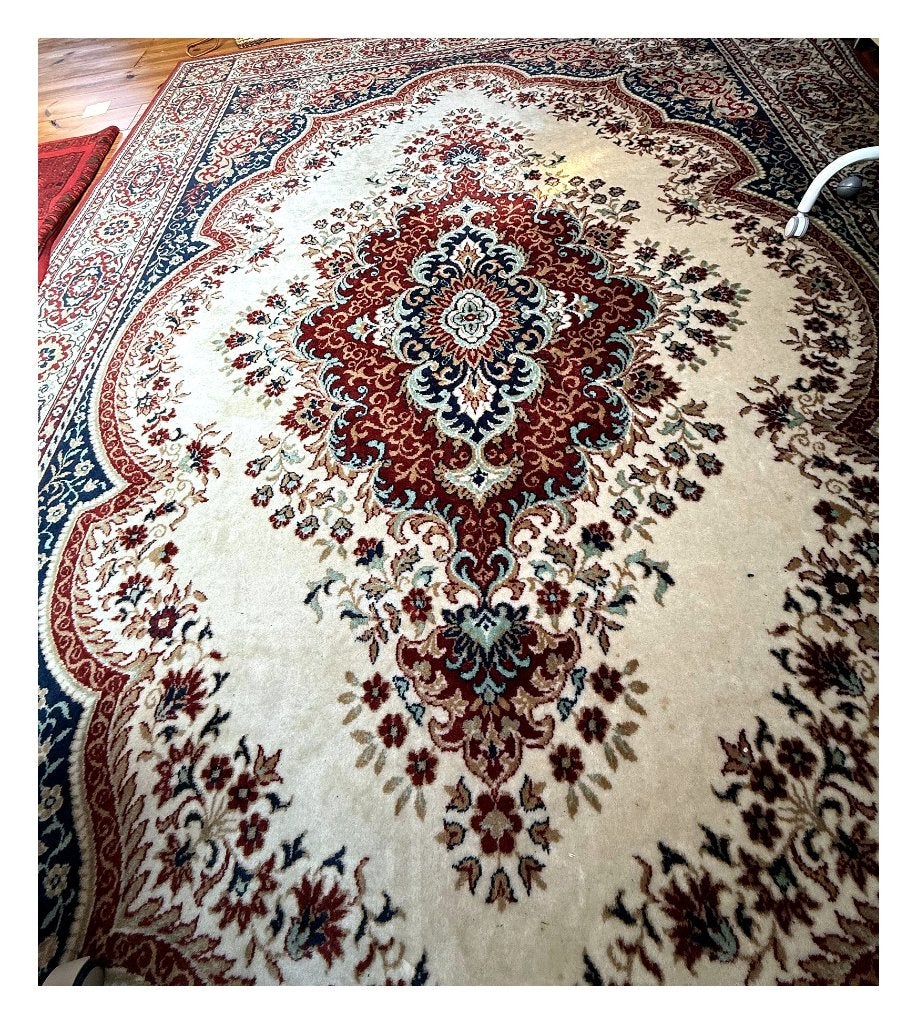 Groot vintage vloerkleed 270x340cm medaillon in Perzische, Ophalen of Verzenden
