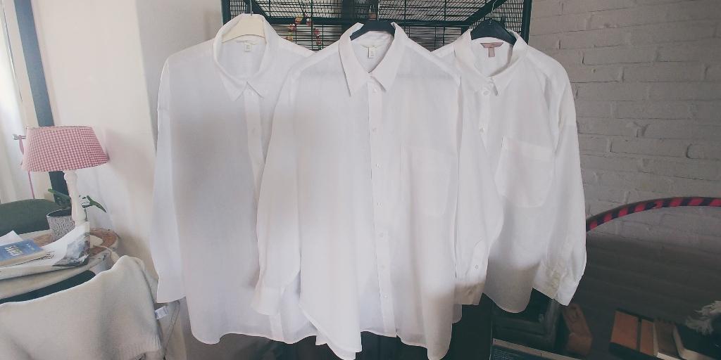 3x linnen blouse dames 42/XL, Kleding | Dames, Blouses en Tunieken, H&M, Wit, Maat 42/44 (L), Ophalen of Verzenden