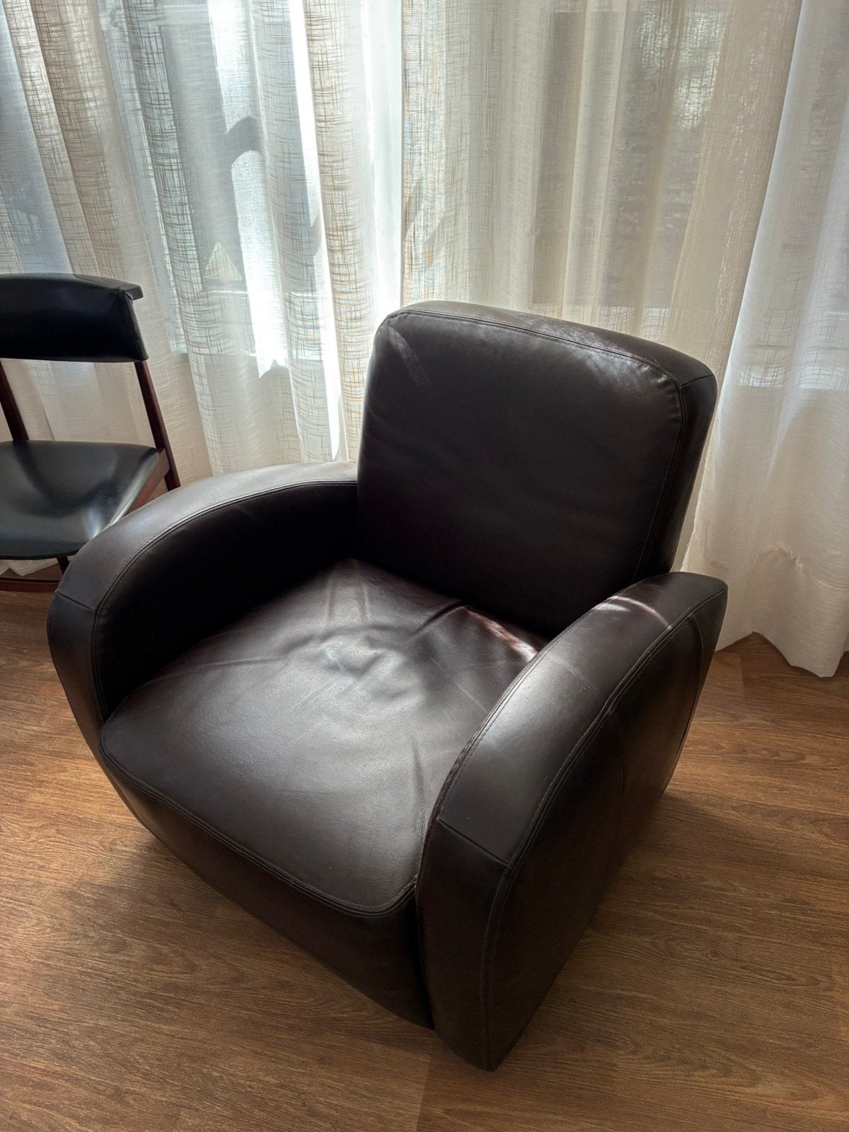 Fauteuil club en cuir brun., Ophalen, Gebruikt, Leer, Club anglais