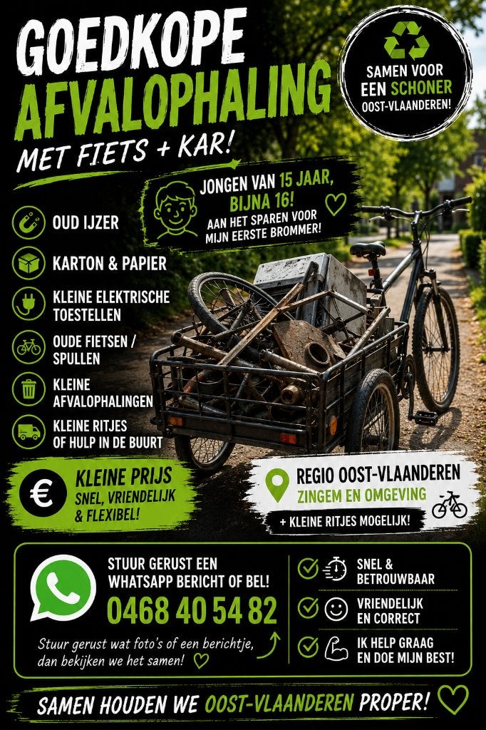Hallo ik doe Goedkope Afvalophaling regio Oost vlaanderen, Ophalen, Nieuw