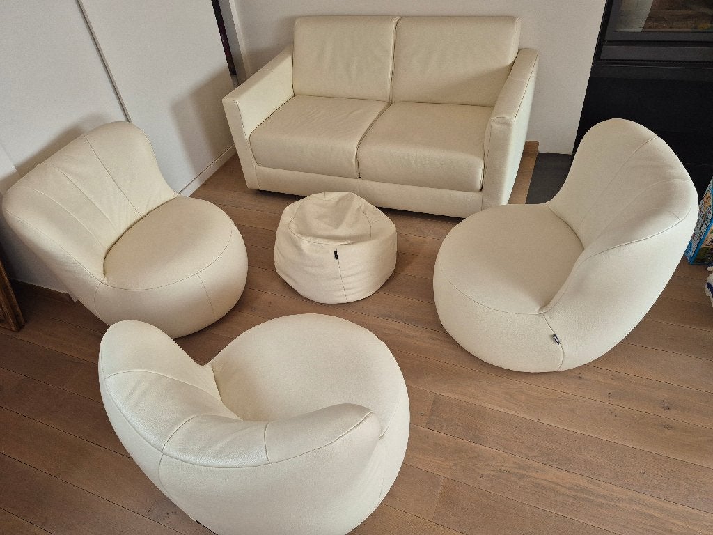 Leder salon Rolf Benz Freistil beige, Huis en Inrichting, Ophalen, Zo goed als nieuw, Leer