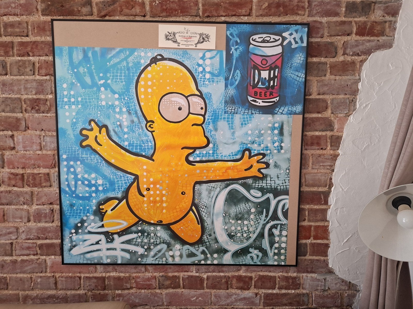 MOABIT_HOMER SIMPSON X NEVERMIND(xl) met certificaat, Antiek en Kunst, Kunst | Schilderijen | Modern, Ophalen, Ingelijst, Print