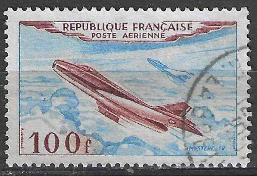 France 1954 - Yvert 30PA - Dassault - Mystère IV (ST), Envoi, Affranchi