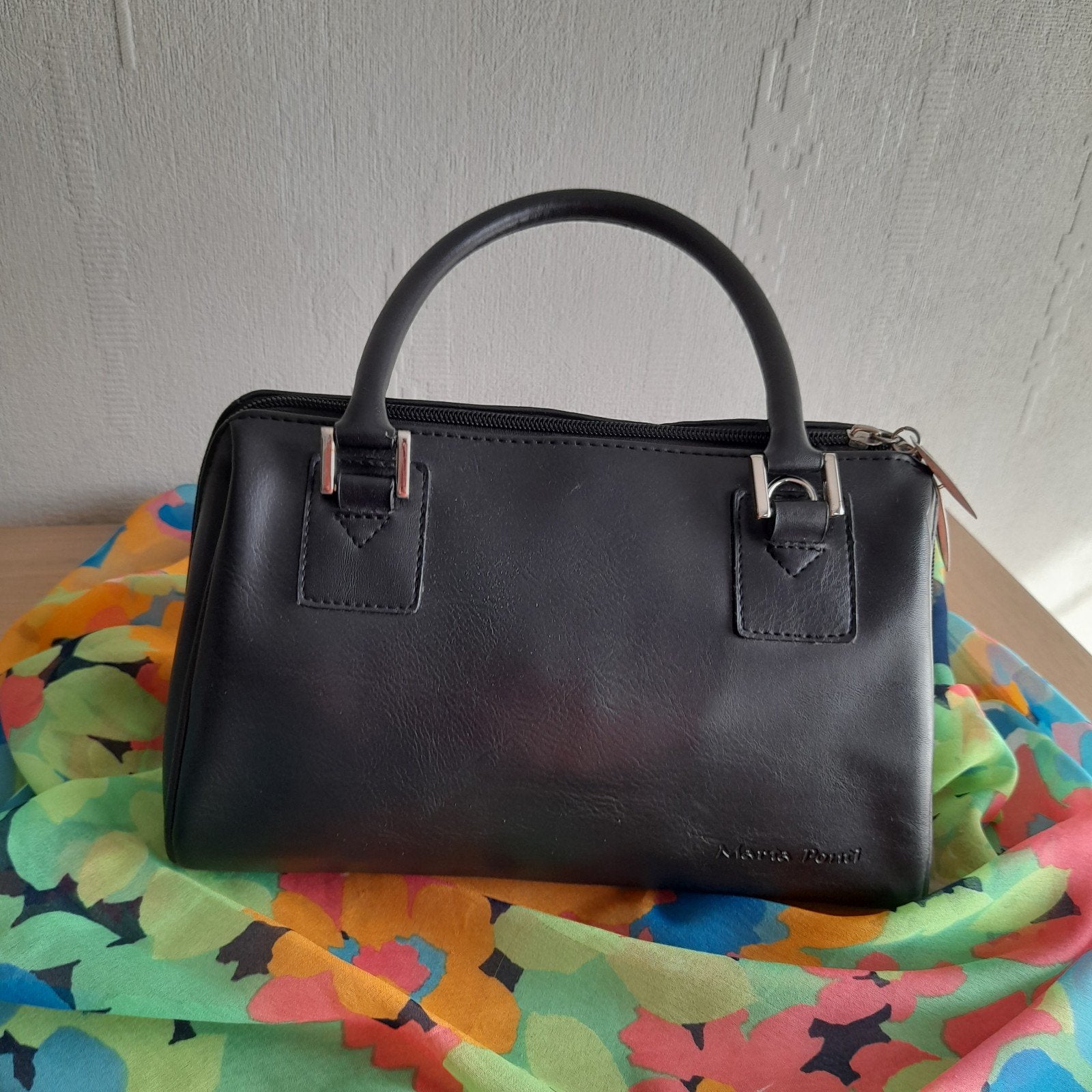Maria Ponti - zwarte lederen handtas., Ophalen of Verzenden, Handtas