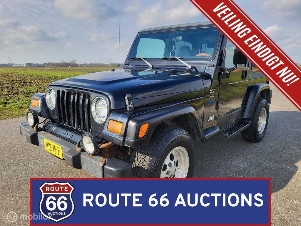 Jeep Wrangler TJ 4.0 Sport | 1998 | Route 66 Auctions, Auto's, Jeep, Zwart, Bedrijf, Handgeschakeld
