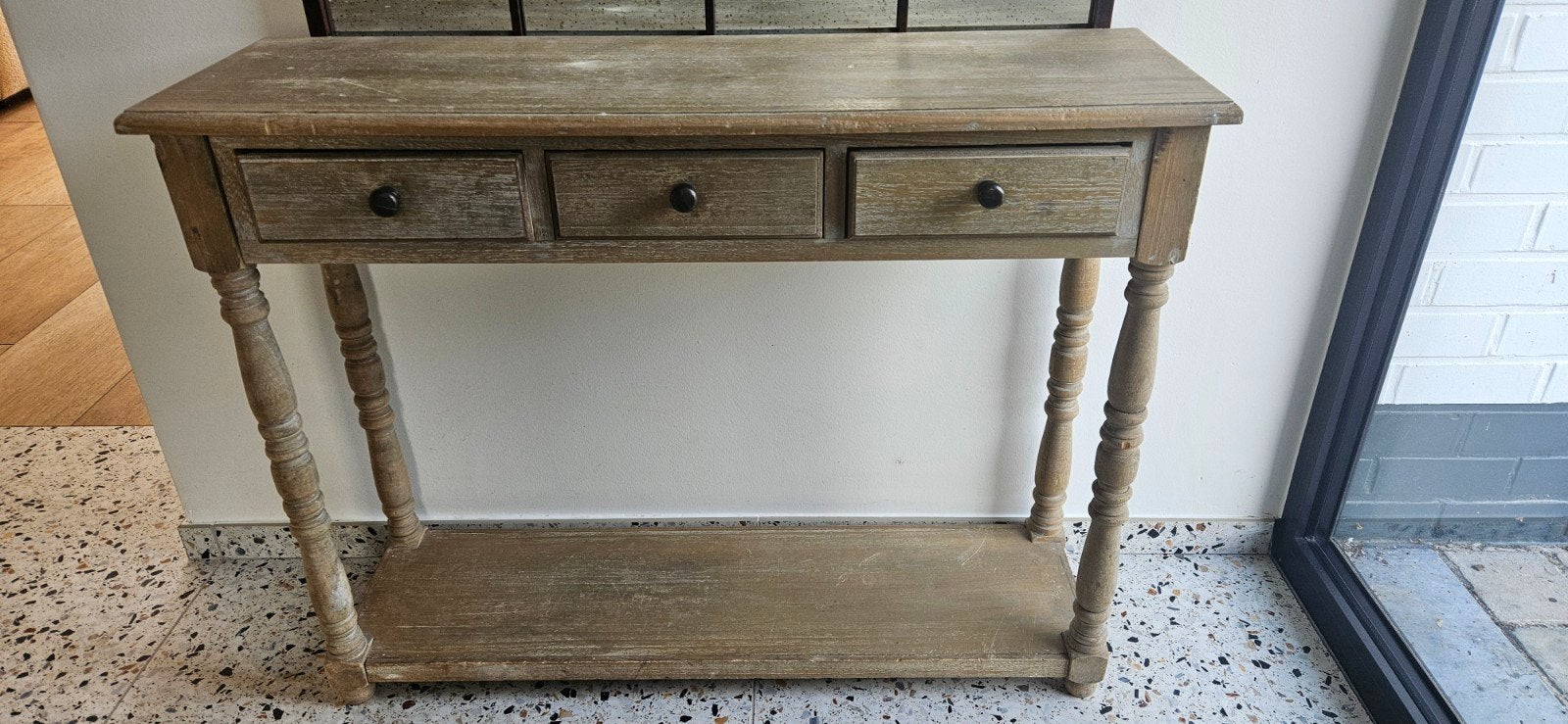 Console en bois patiné gris J line, Ophalen, Gebruikt, 100 tot 150 cm, Cottage