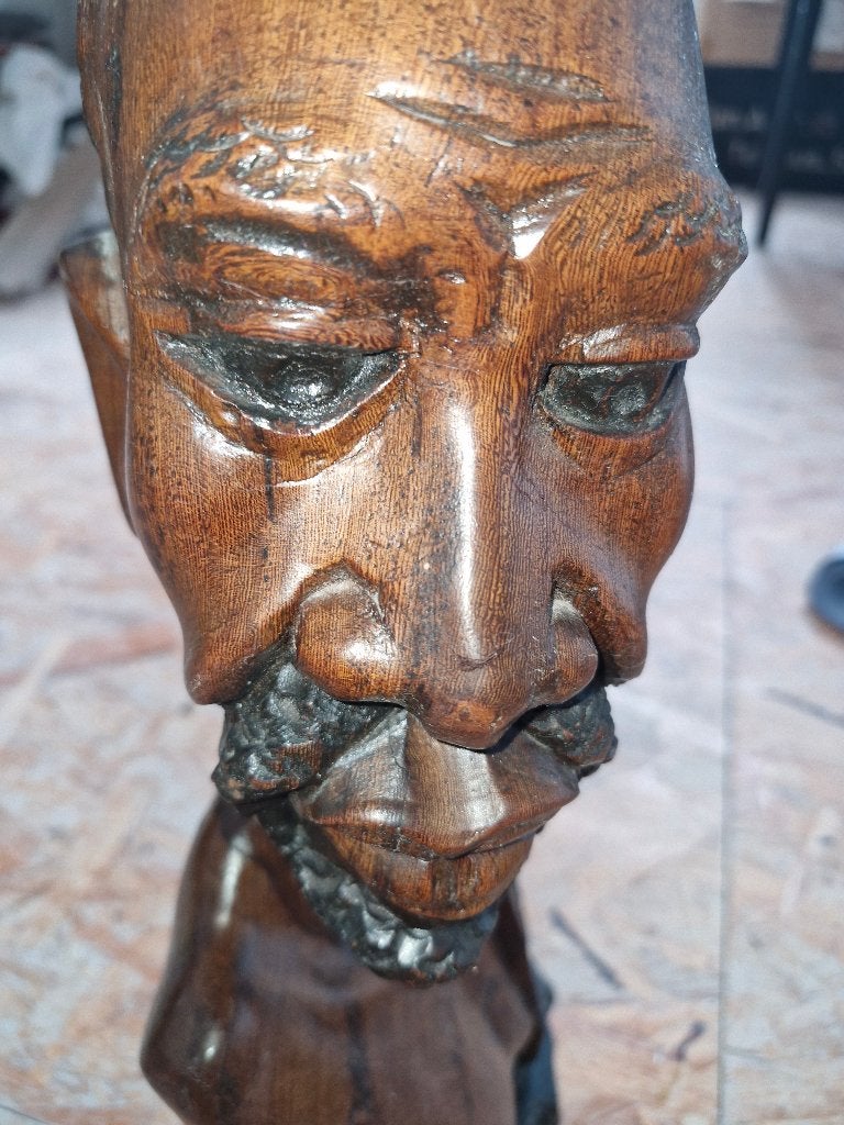 Afrikaans hoofd, Antiquités & Art, Art | Sculptures & Bois, Afrique, Bois, Brun, Homme