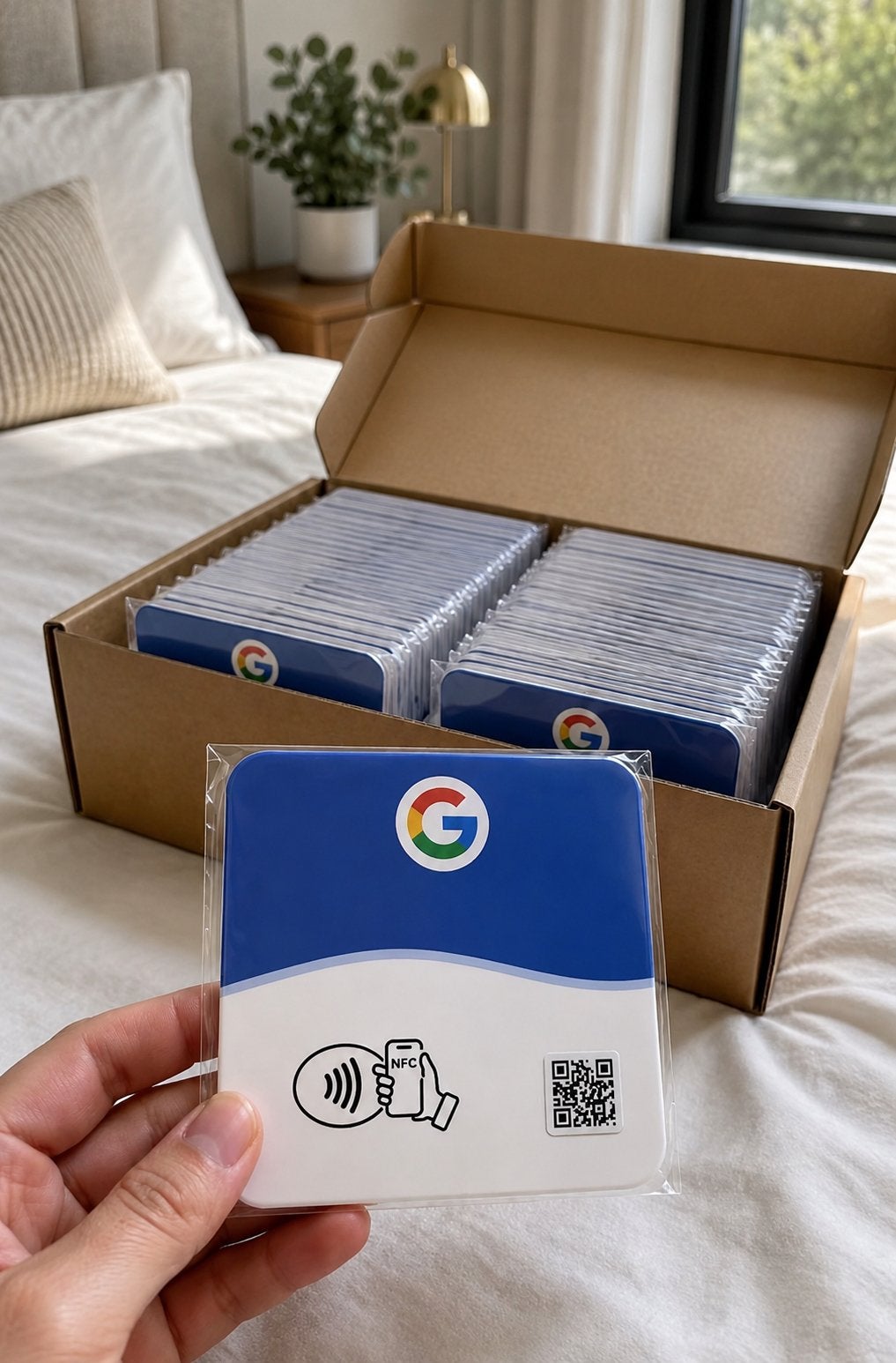 NFC Google Review Kaart voor Bedrijven, Verzamelen, Merken en Reclamevoorwerpen, Ophalen of Verzenden, Zo goed als nieuw