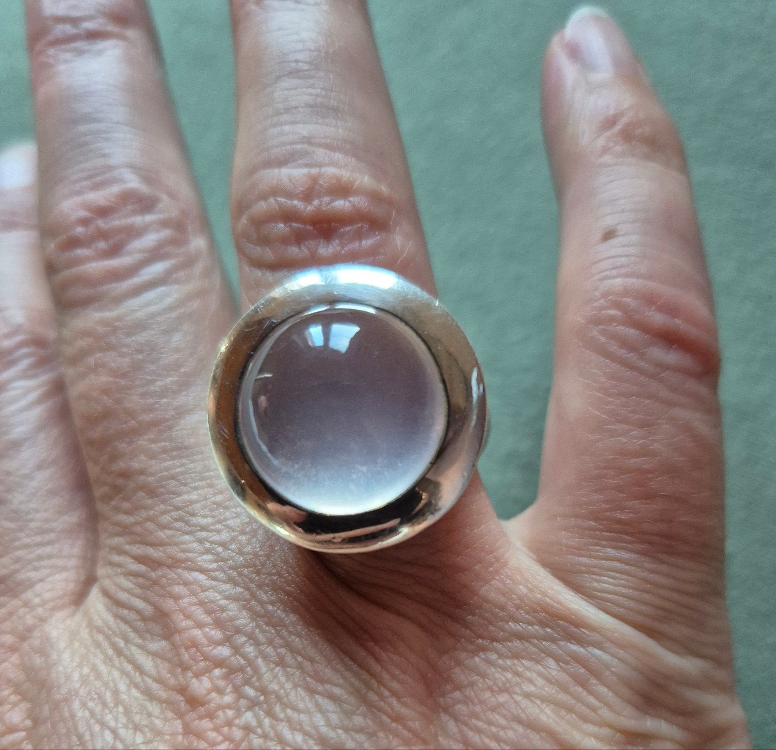 Zilveren ring met rozenkwarts steen, Ophalen of Verzenden, Zilver