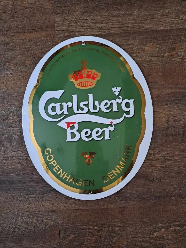 plaque emaillée ovale Carlsberg, Enlèvement, Comme neuf, Panneau publicitaire
