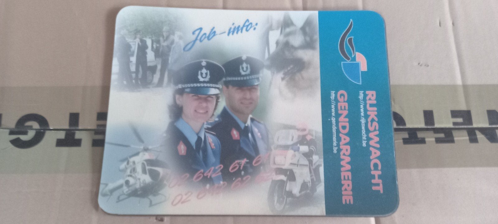 Gendarmerie rijkswacht muismat, Verzamelen, Ophalen of Verzenden, Rijkswacht