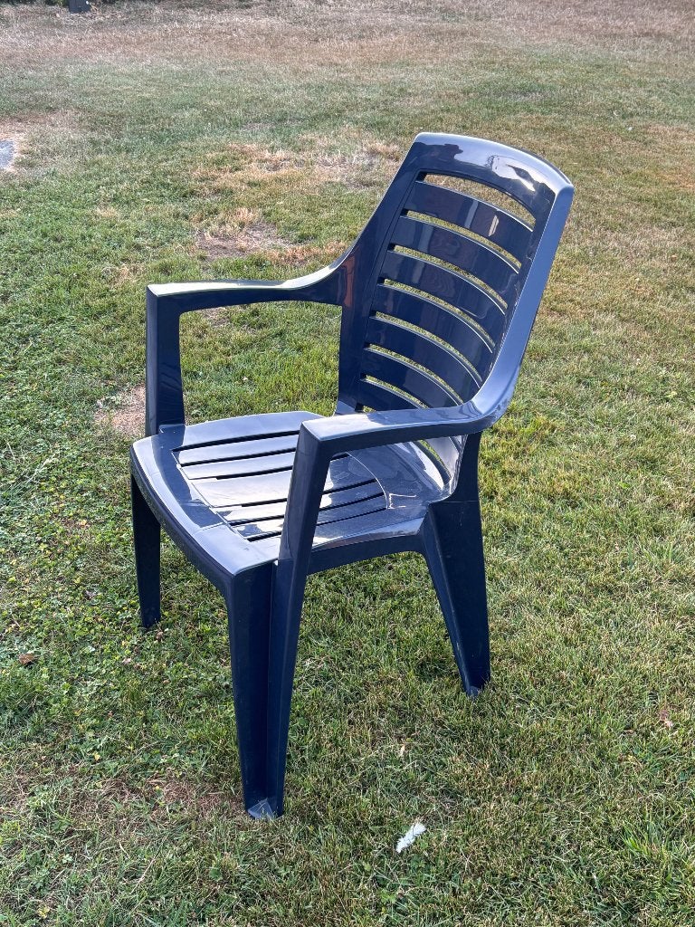 Tuinstoelen blauw kunststof 10 stuks, Ophalen, Gebruikt, Kunststof, Stapelbaar