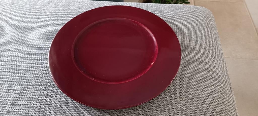 Stijlvolle bordeaux onderborden (33 cm) – set van 16, Ophalen, Bord(en)